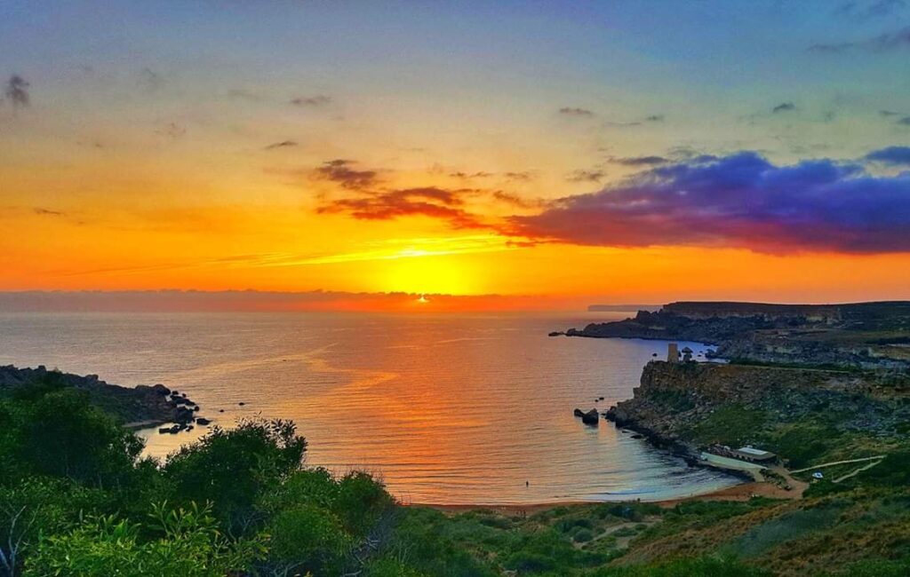 Sunset view at Golden Bay Malta