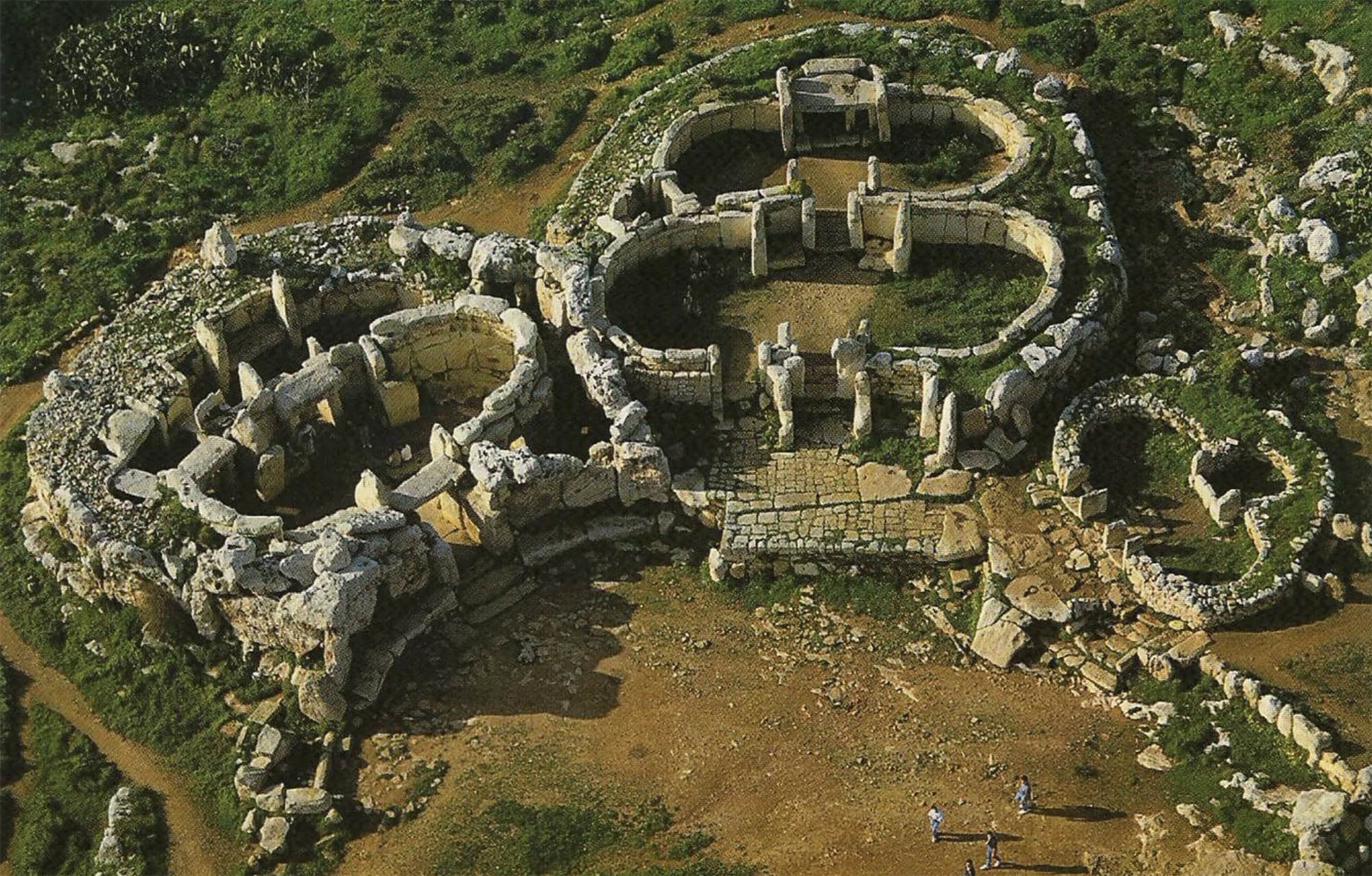Ancient Ġgantija Temples in Gozo, Malta, featuring massive limestone megaliths