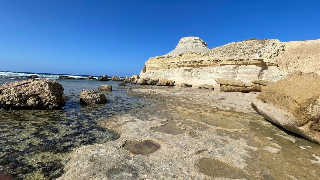 Scenic view of Xwejni Bay in Gozo, Malta