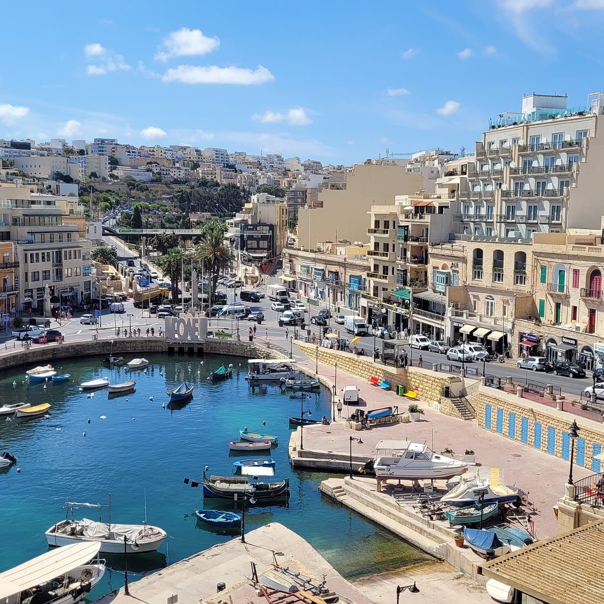St Julians Malta Beach, a popular spot for swimming and coastal relaxation.