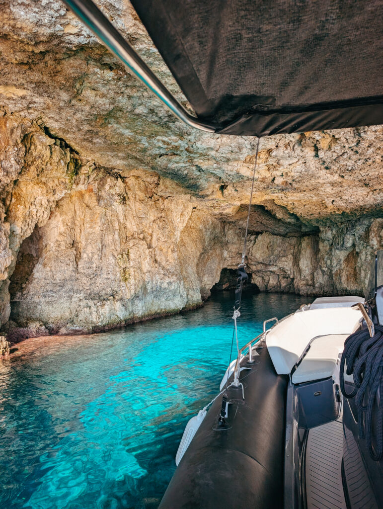 An image of a cave in Comino captured by Justyn Jen during her private tour with GOZOblu.